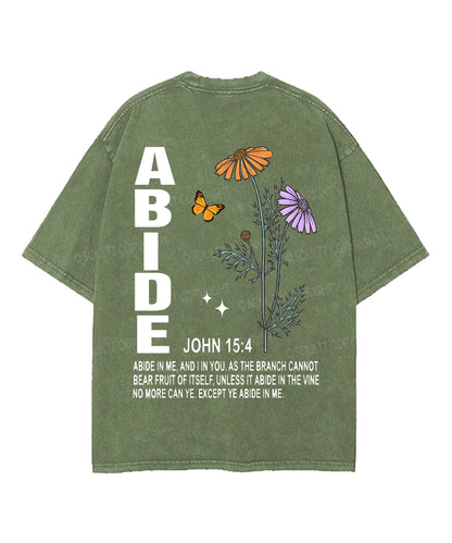 Abide In Me Double Sided Unisex Washed Christian T-shirt
