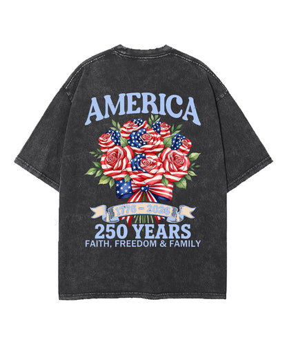 250 Years America Anniversary Double Sided Unisex Washed Christian T-shirt