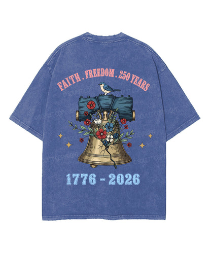 250 Years America Anniversary Double Sided Unisex Washed Christian T-shirt