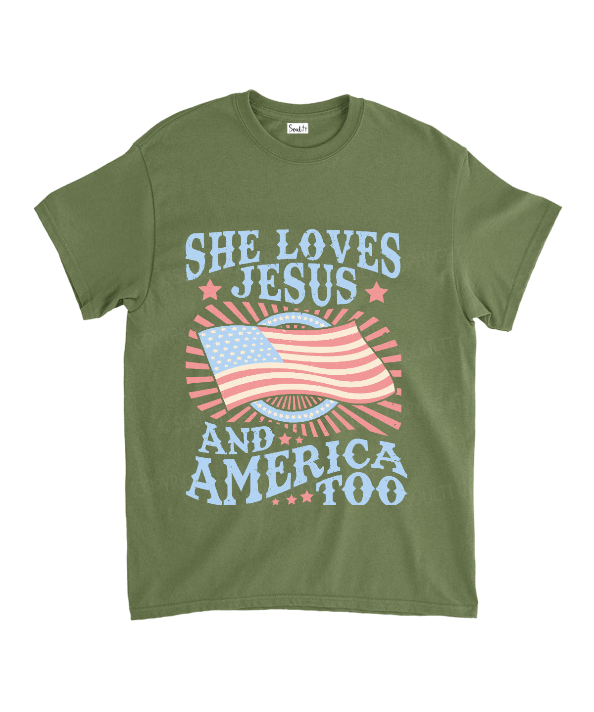 She Loves Jesus And America Too Unisex Cotton Christian T-Shirt
