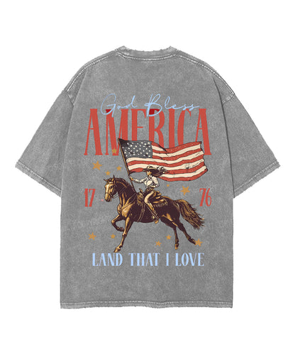 God Bless America Double Sided Unisex Washed Christian T-shirt
