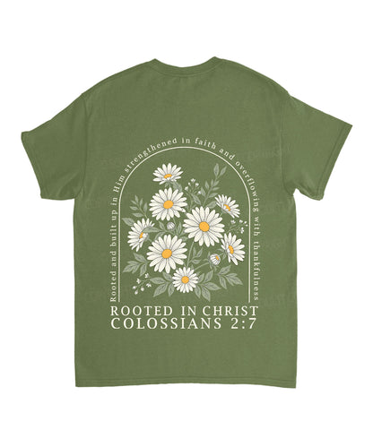 Rooted In Christ Double Sided Unisex Cotton Christian T-Shirt