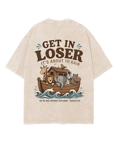 It's About To Rain We're Not Missing This Boat Double Sided Unisex Washed Christian T-shirt