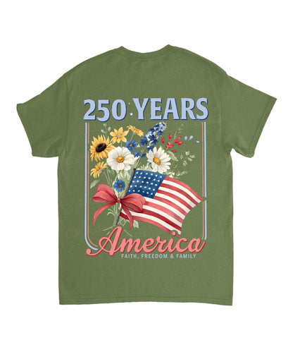 250 Years America Anniversary Double Sided Unisex Cotton Christian T-Shirt