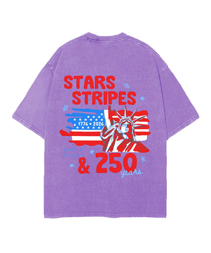 250 Years America Anniversary Double Sided Unisex Christian Washed T-Shirt & Shorts