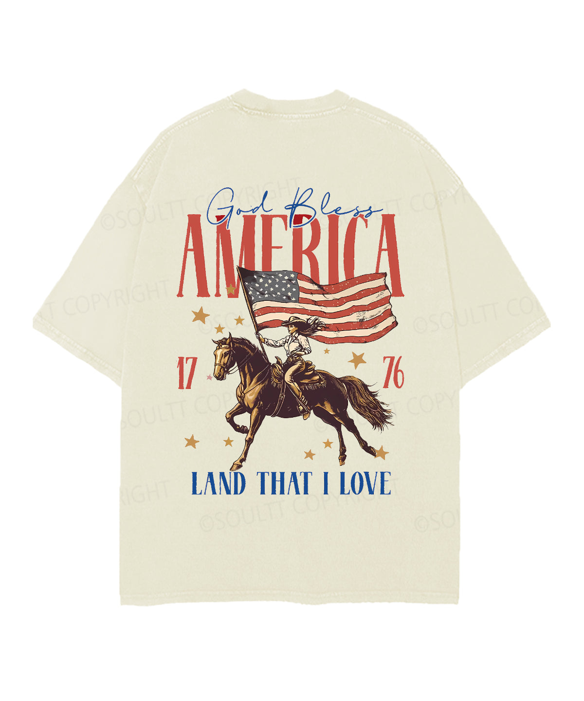 God Bless America Double Sided Unisex Christian Washed T-Shirt & Shorts