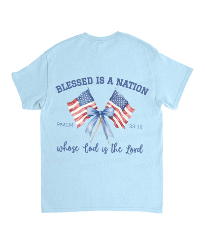 Blessed Is A Nation Whose god Is The Lord Double Sided Unisex Cotton Christian T-Shirt