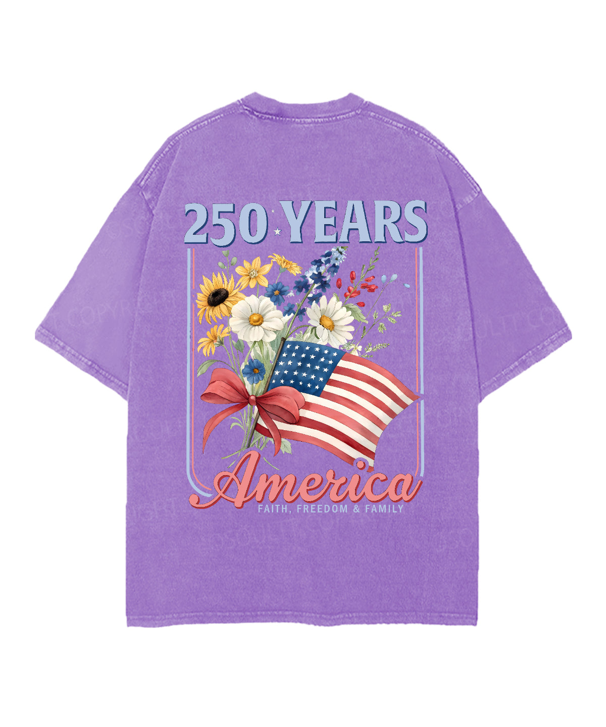 250 Years America Anniversary Double Sided Unisex Christian Washed T-Shirt & Shorts