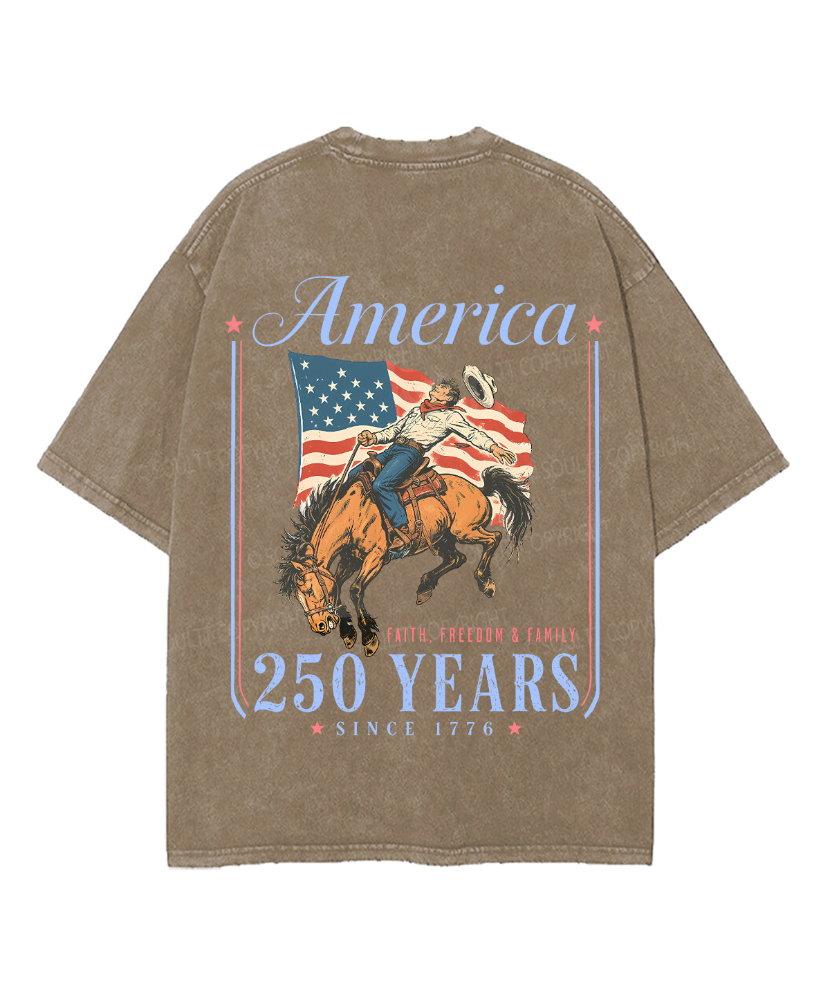 250 Years America Anniversary Double Sided Unisex Washed Christian T-shirt
