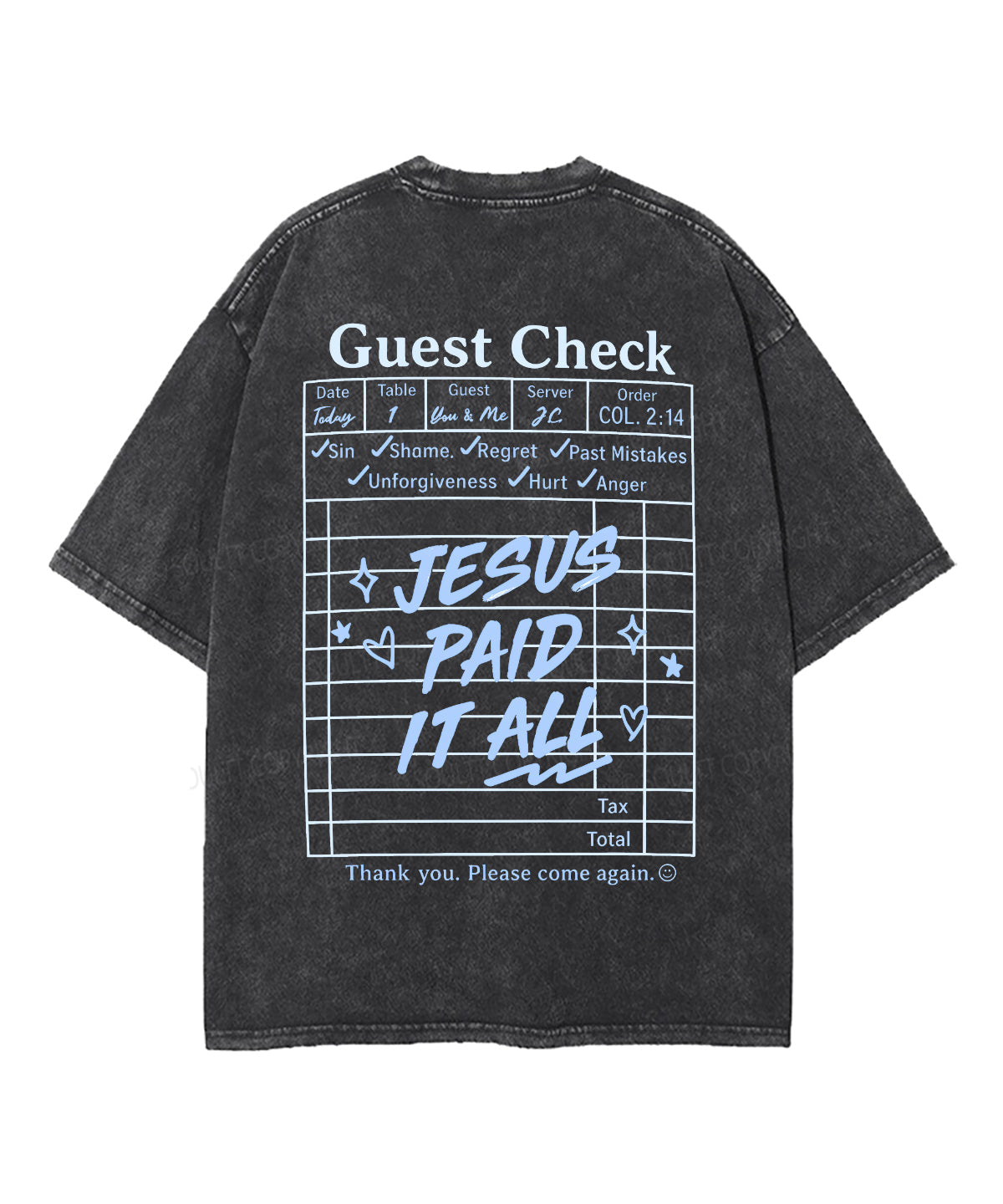 Jesus Paid It All Double Sided Unisex Washed Christian T-shirt