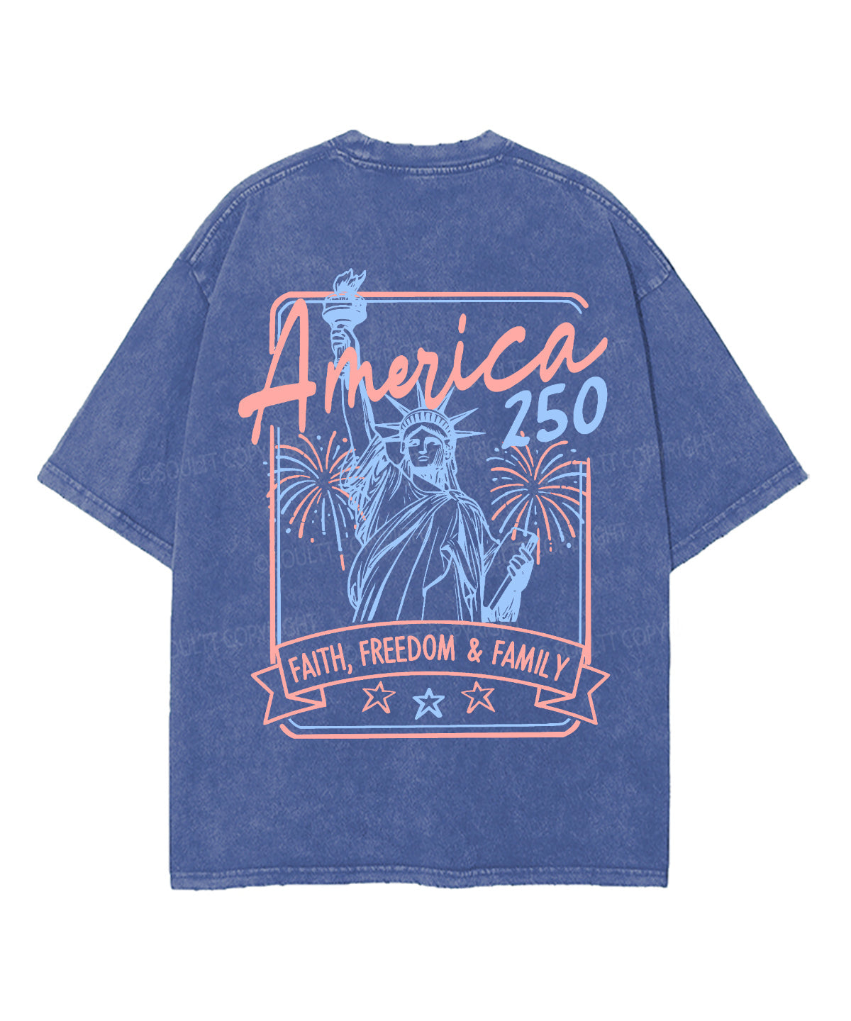 Faith, Freedom & Family Double Sided Unisex Washed Christian T-shirt