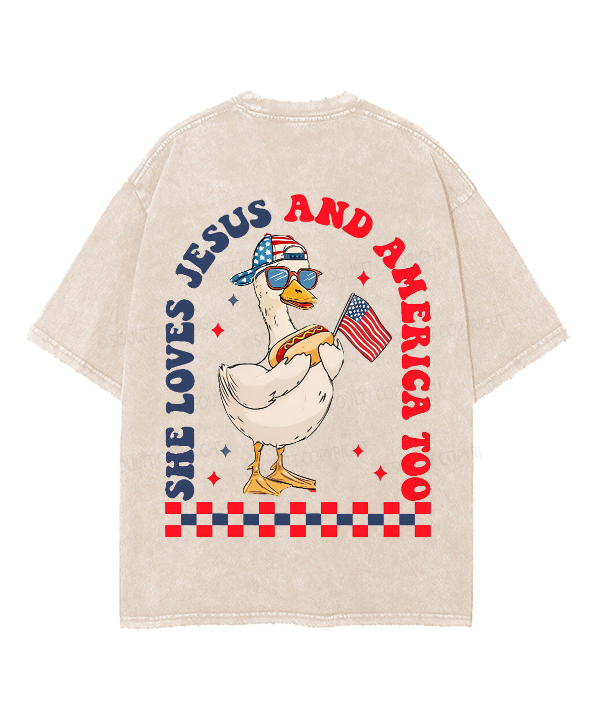 She Loves Jesus And America Double Sided Unisex Washed Christian T-shirt