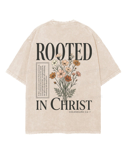 Rooted In Christ Double Sided Unisex Washed Christian T-shirt