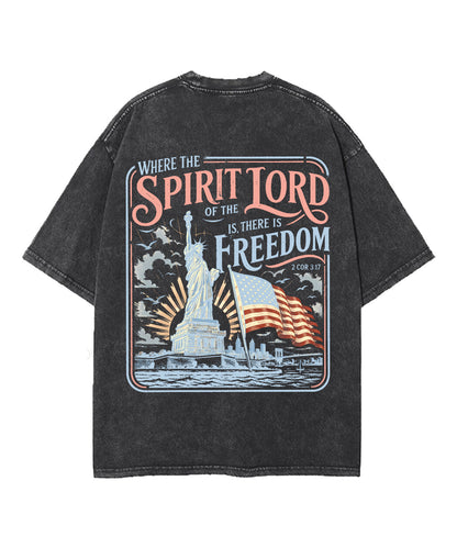 There Is Freedom Double Sided Unisex Washed Christian T-shirt