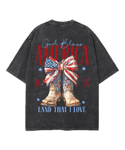 God Bless America Double Sided Unisex Washed Christian T-shirt