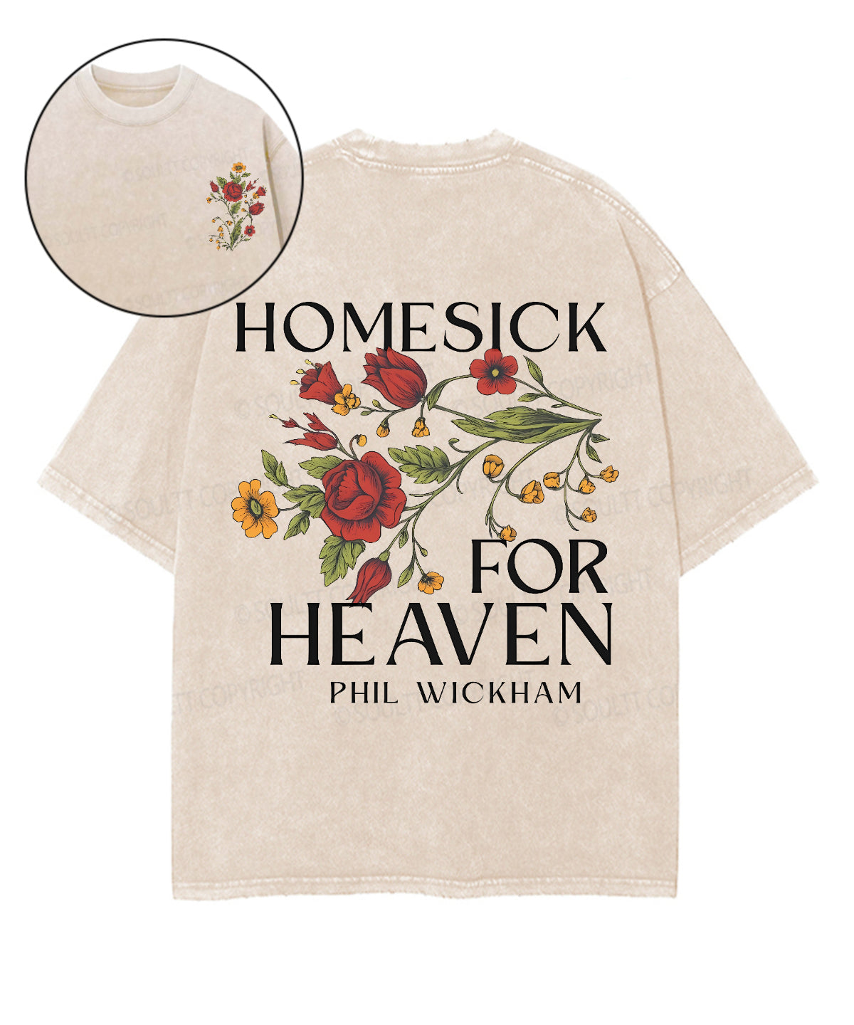 Homesick For Heaven Double Sided Unisex Washed Christian T-shirt