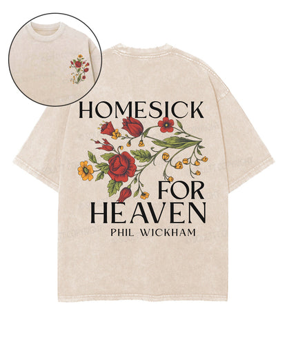 Homesick For Heaven Double Sided Unisex Washed Christian T-shirt