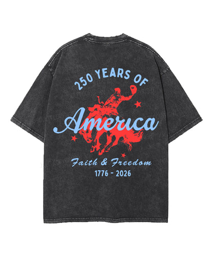 250 Years America Anniversary Double Sided Unisex Washed Christian T-shirt