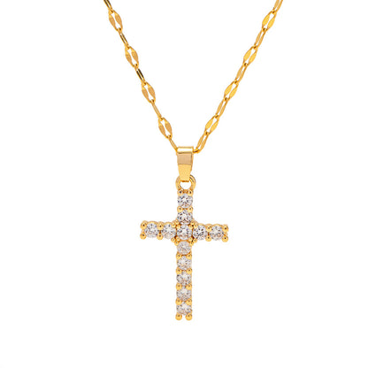 18k Gold Diamond-filled Luxury Cross Necklace