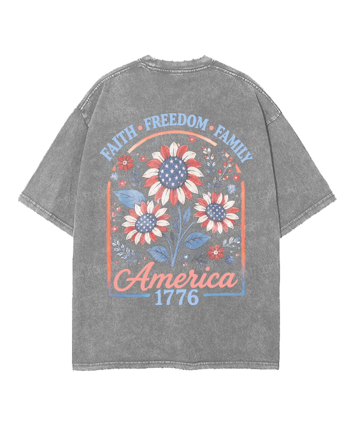 Faith • Freedom • Family Double Sided Unisex Washed Christian T-shirt