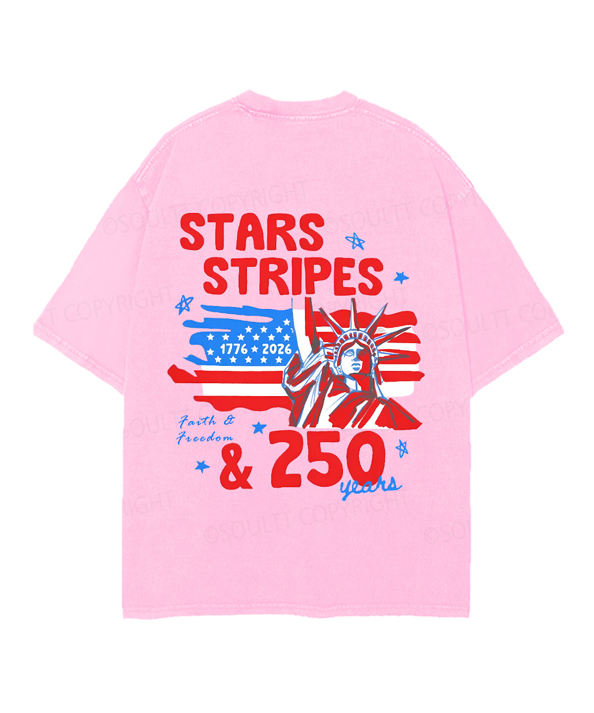 250 Years America Anniversary Double Sided Unisex Christian Washed T-Shirt & Shorts