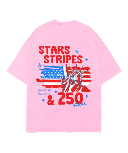 250 Years America Anniversary Double Sided Unisex Christian Washed T-Shirt & Shorts