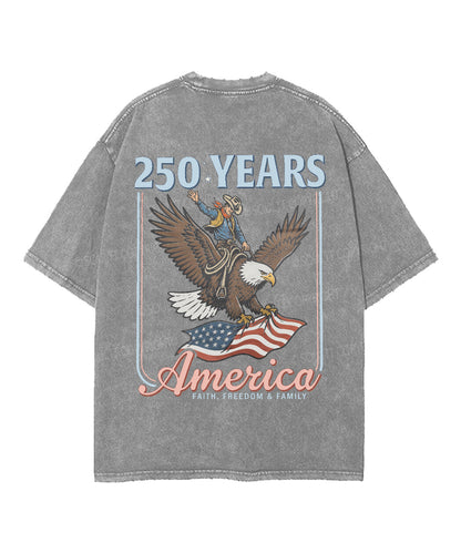 250 Years America Anniversary Double Sided Unisex Washed Christian T-shirt
