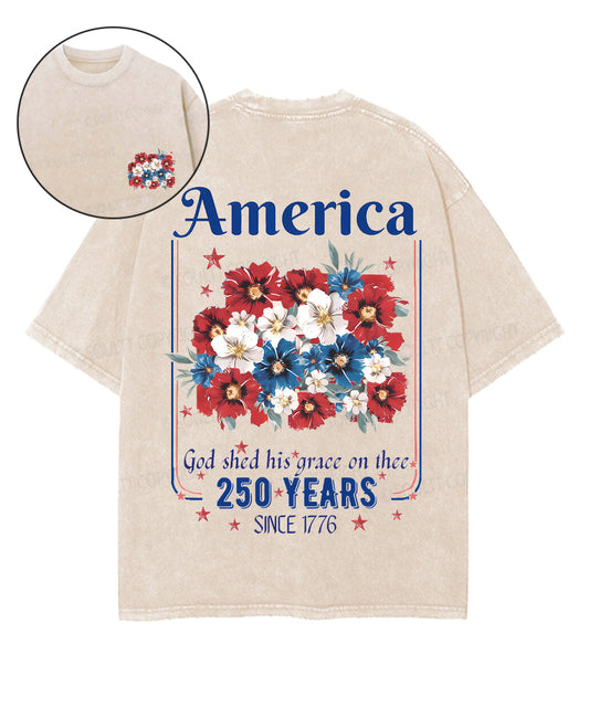250 Years America Anniversary Double Sided Unisex Washed Christian T-shirt