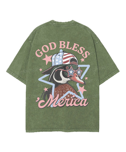 God Bless America Double Sided Unisex Washed Christian T-shirt