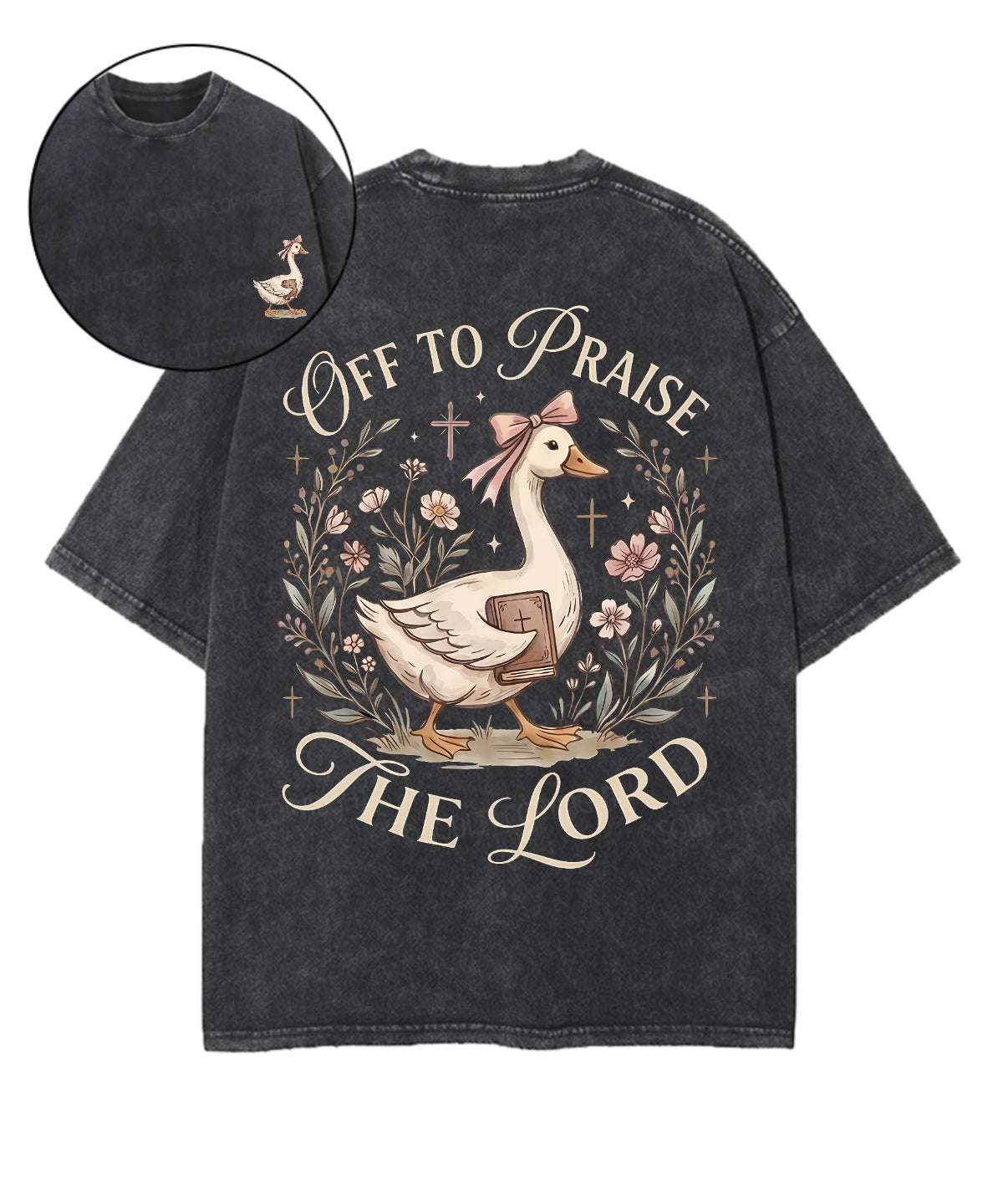 Off To Praise The Lord Double Sided Unisex Washed Christian T-shirt