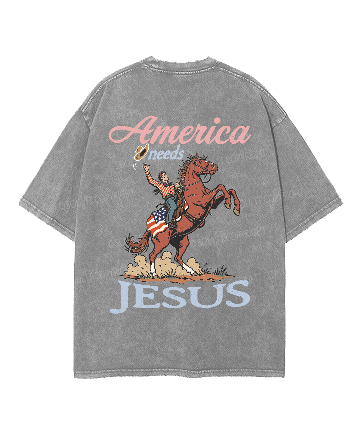 America Needs Jesus Double Sided Unisex Washed Christian T-shirt
