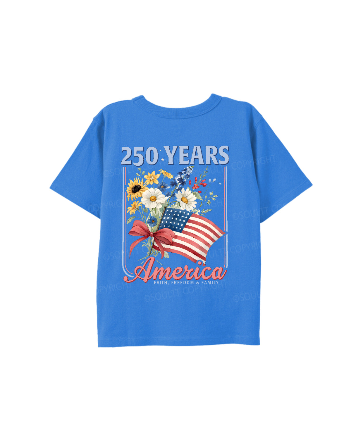 Kids 250 Years America Anniversary Double Sided Cotton Christian T-shirt