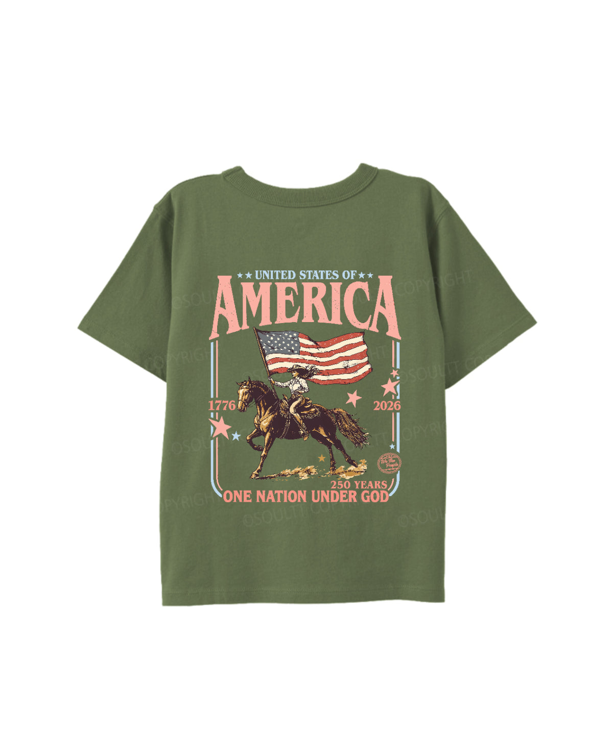 Kids One Nation Under God Double Sided Cotton Christian T-shirt