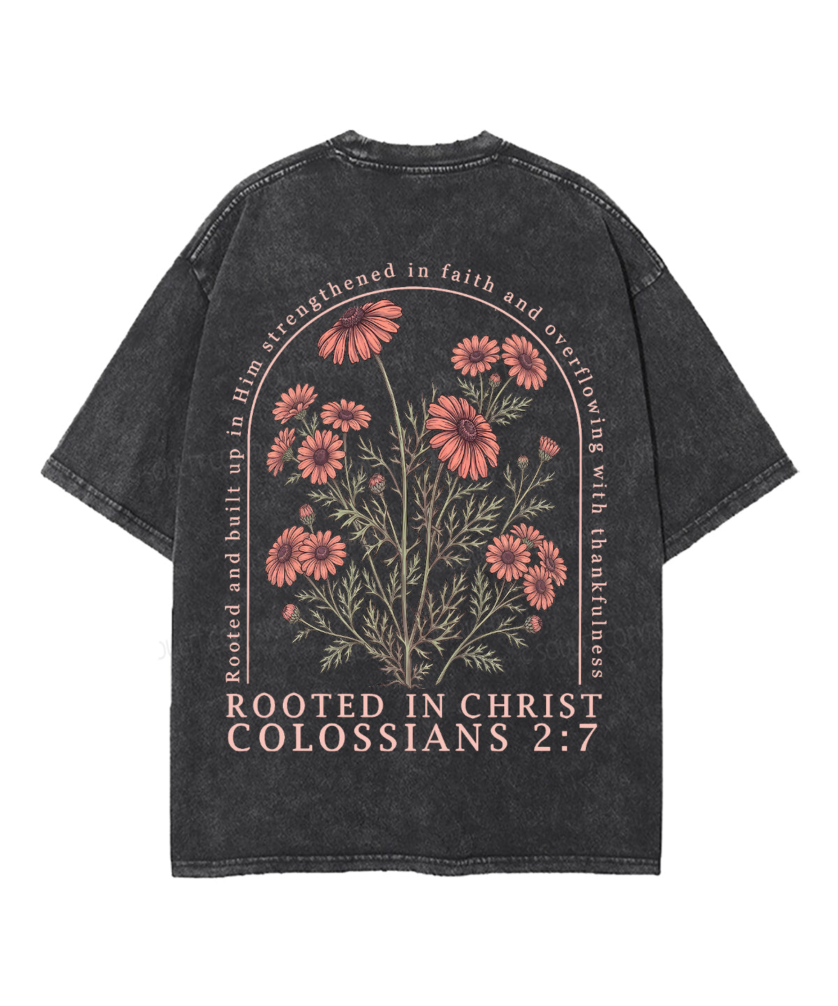 Rooted In Christ Double Sided Unisex Washed Christian T-shirt