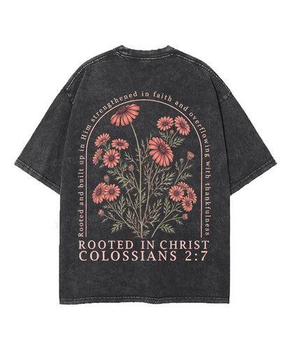 Rooted In Christ Double Sided Unisex Washed Christian T-shirt