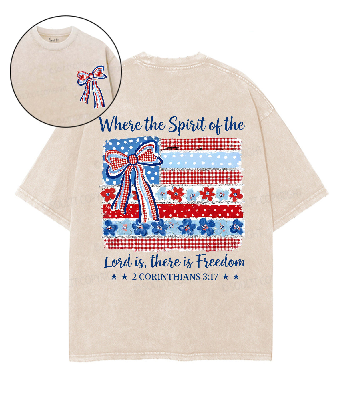 There Is Freedom Double Sided Unisex Washed Christian T-shirt