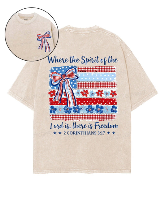 There Is Freedom Double Sided Unisex Washed Christian T-shirt