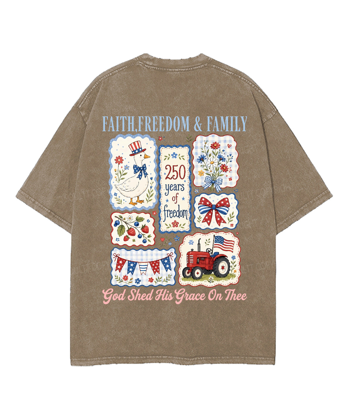 Faith • Freedom • Family Double Sided Unisex Washed Christian T-shirt