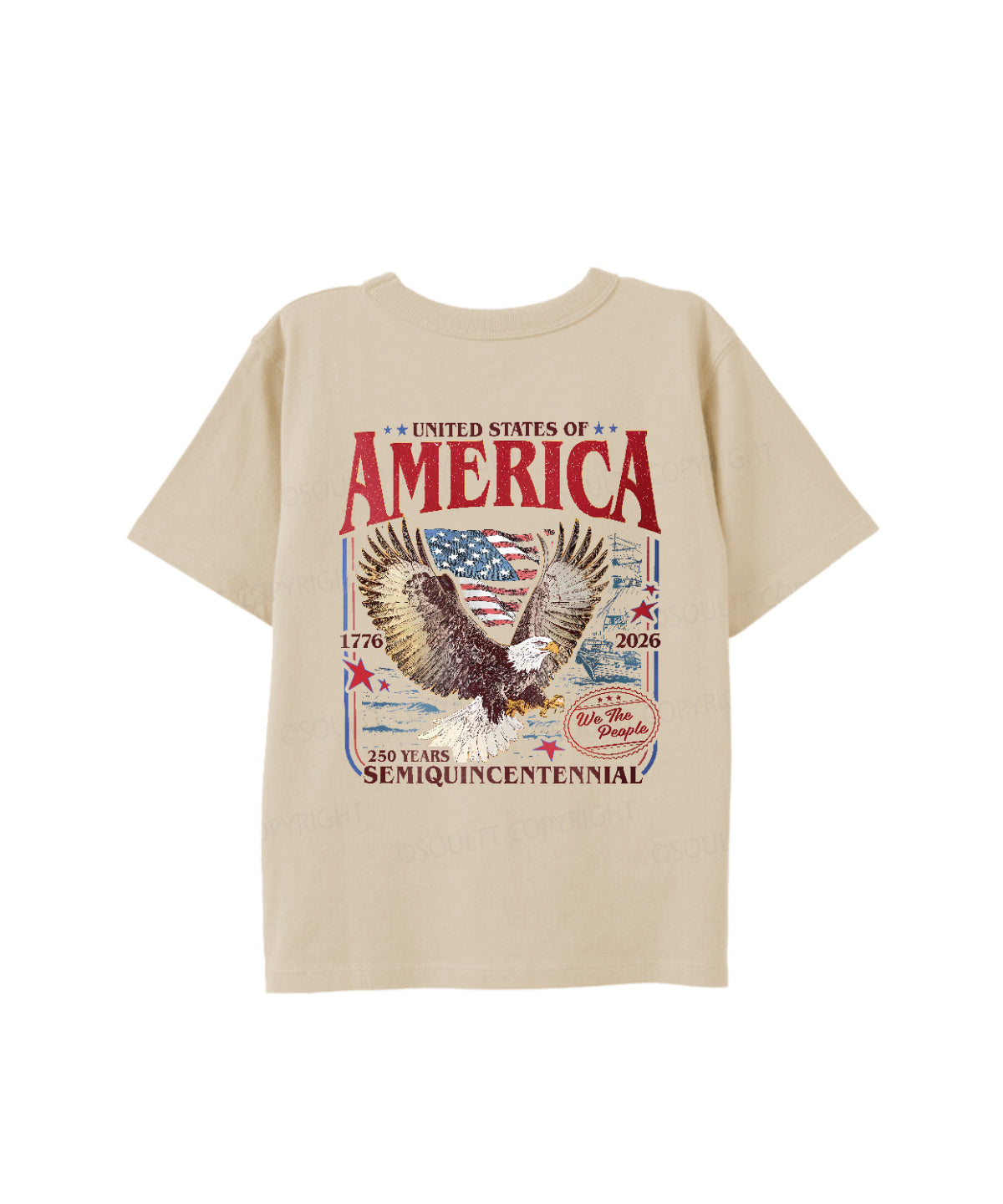 Kids 250 Years America Anniversary Double Sided Cotton Christian T-shirt
