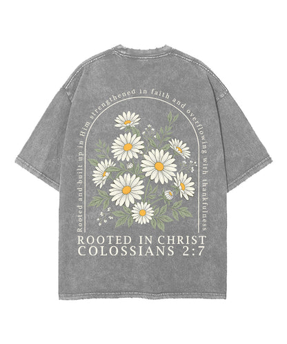 Rooted In Christ Double Sided Unisex Washed Christian T-shirt