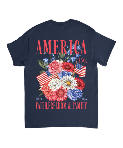 250 Years America Anniversary Double Sided Unisex Cotton Christian T-Shirt