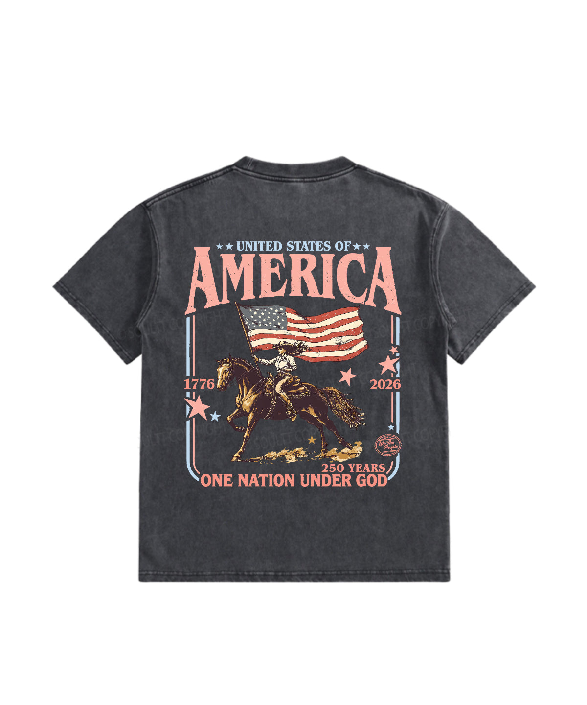 Kids One Nation Under God Double Sided Washed Christian T-shirt