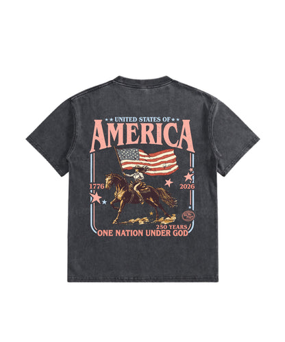 Kids One Nation Under God Double Sided Washed Christian T-shirt