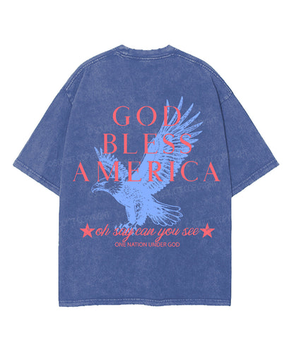 God Bless America Double Sided Unisex Washed Christian T-shirt