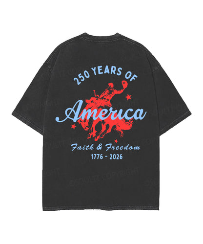 250 Years America Anniversary Double Sided Unisex Christian Washed T-Shirt & Shorts