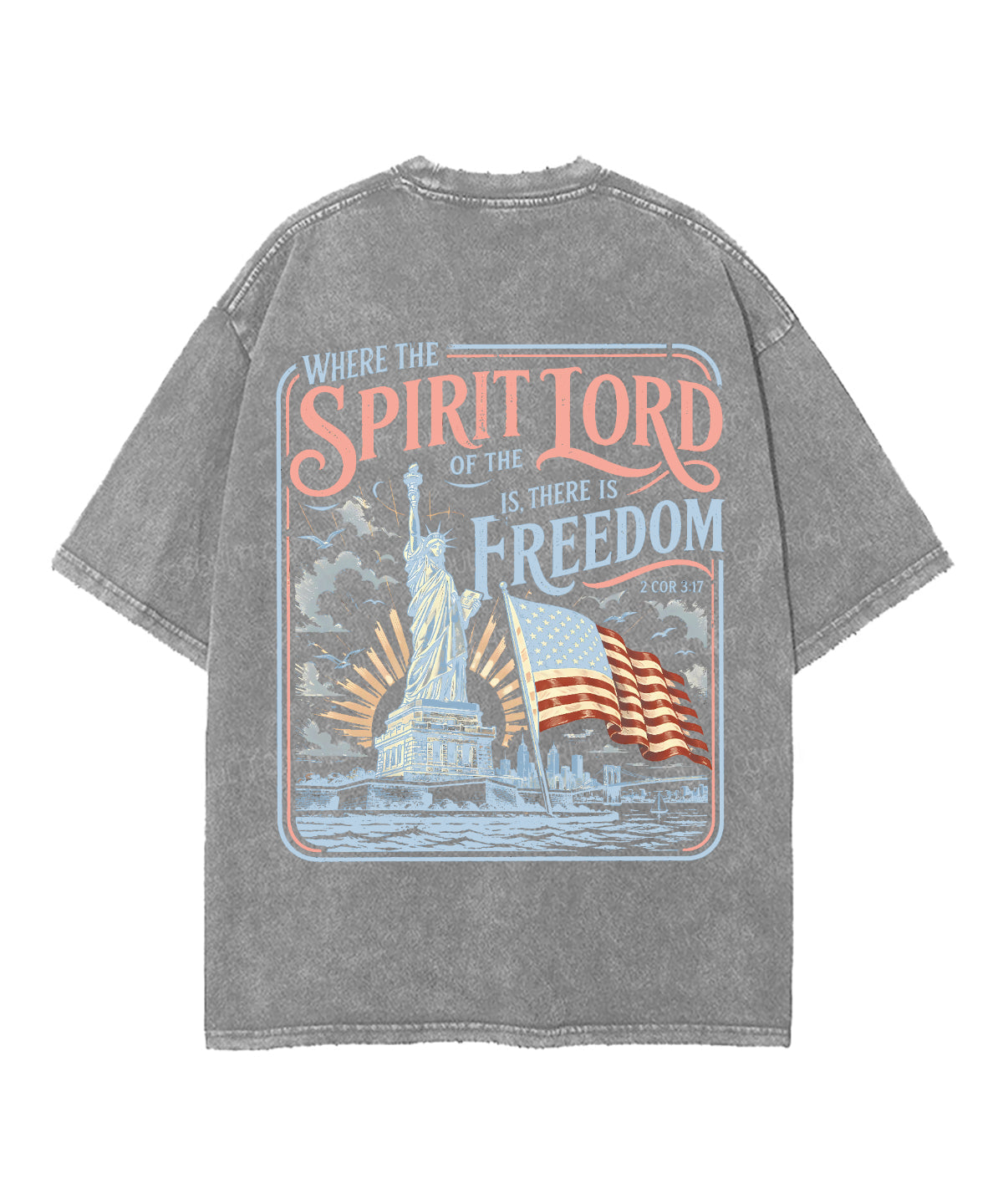 There Is Freedom Double Sided Unisex Washed Christian T-shirt