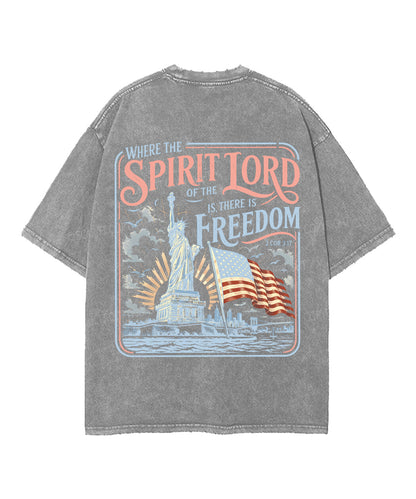There Is Freedom Double Sided Unisex Washed Christian T-shirt