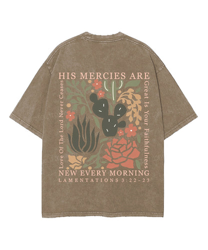 His Mercies Are New Every Morning Double Sided Unisex Washed Christian T-shirt