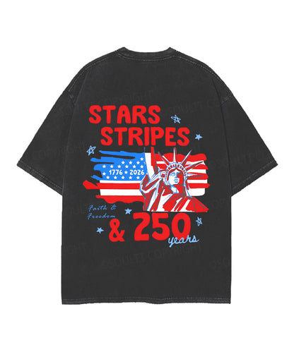 250 Years America Anniversary Double Sided Unisex Christian Washed T-Shirt & Shorts