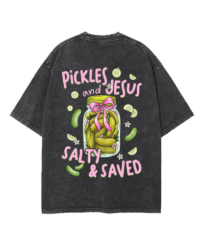 Salty & Saved Double Sided Unisex Washed Christian T-shirt